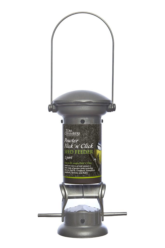 Pewter Flick ‘n’ Click Seed Feeder 5022506028758