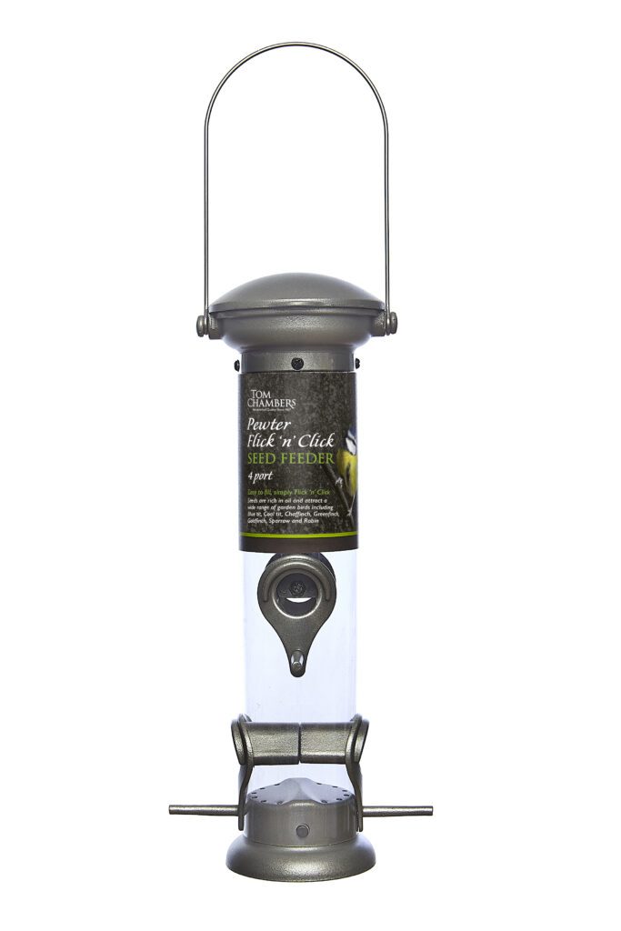 Pewter Flick ‘n’ Click Seed Feeder 5022506028758