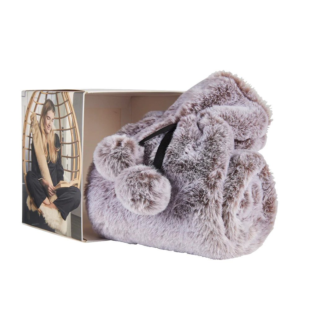 Warmies Rolled Long Hot Water Bottle Marshmallow Grey Fur