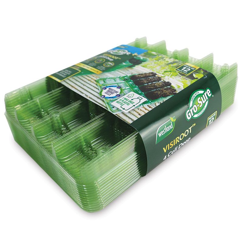 Gro-Sure Visiroot 4 Cell Deep Seed Trays Pack of 12 0502377015786