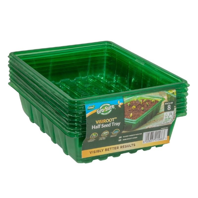 Gro-Sure Visiroot Half Seed Trays Pack of 8 5023377015663