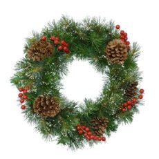Everlands Ipswich Snowy Christmas Wreath With Berries & Pinecones 50cm