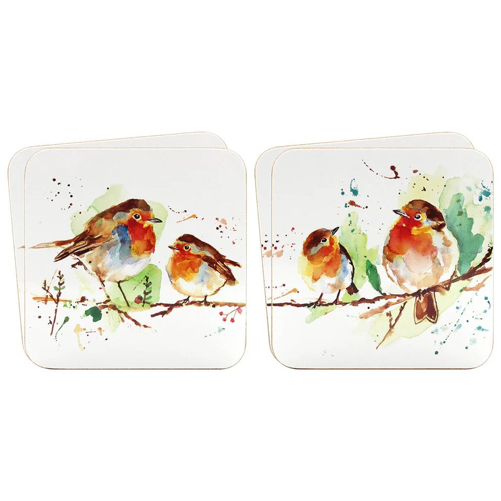 The Leonardo Collection Set of 4 Winter Robin Coasters