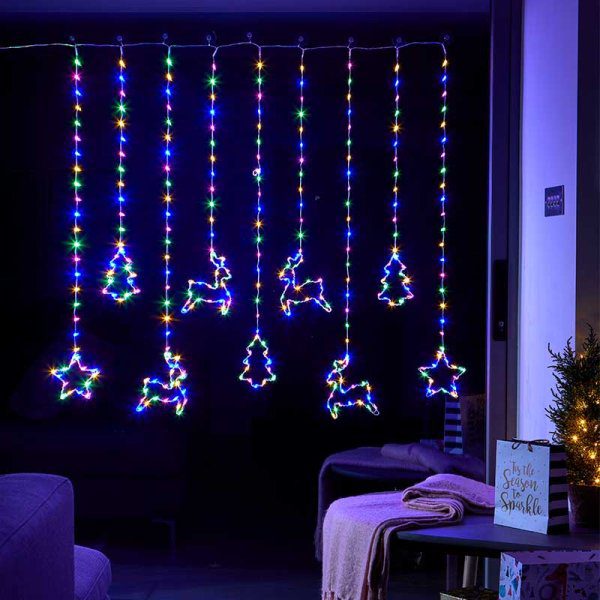 Festive Décor Multicolour Christmas Curtain Lights