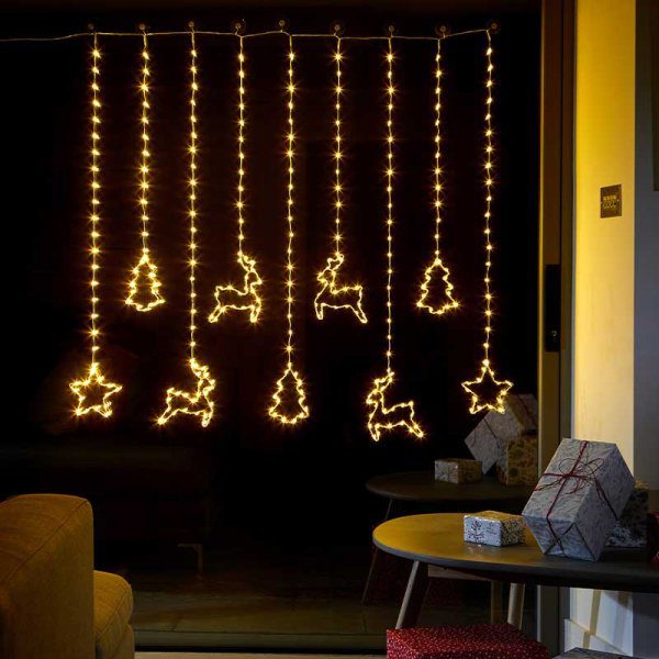 Festive Décor Warm White Christmas Curtain Lights