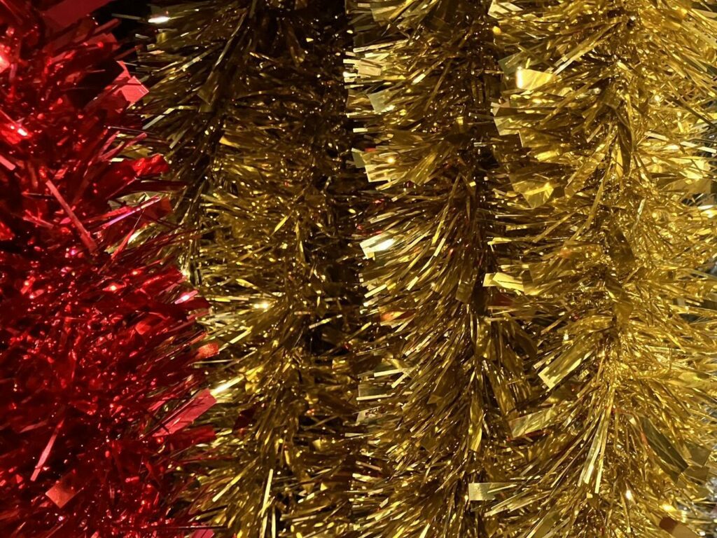gold and red tinsel