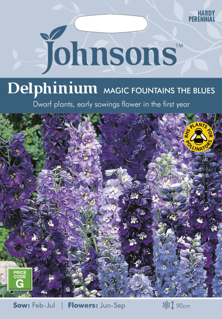 Johnsons Delphinium Magic Fountains Blues Seeds 5010931005826