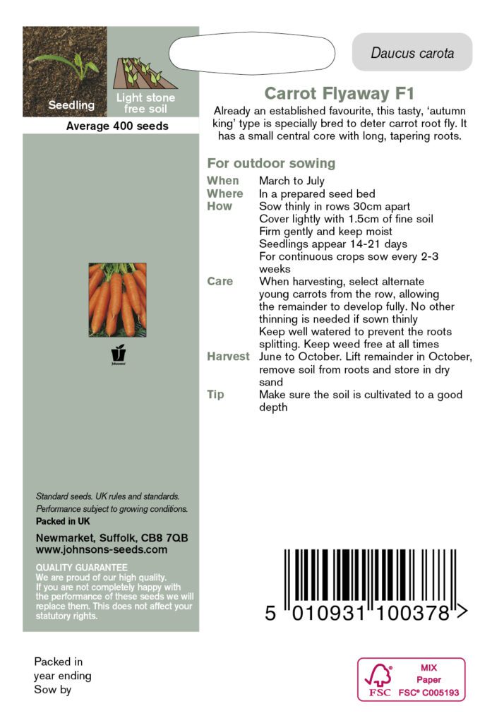 Johnsons Carrot Flyaway Seeds 5010931100378
