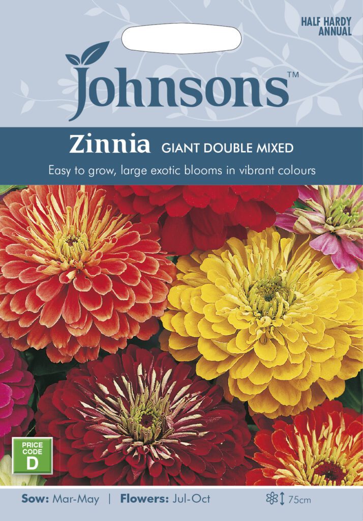 Johnsons Zinnia Giant Double Mixed Seeds 5010931115204