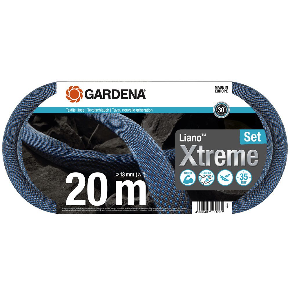 Gardena Liano Xtreme Textile Hose Pipe 20m Set 4066407501867