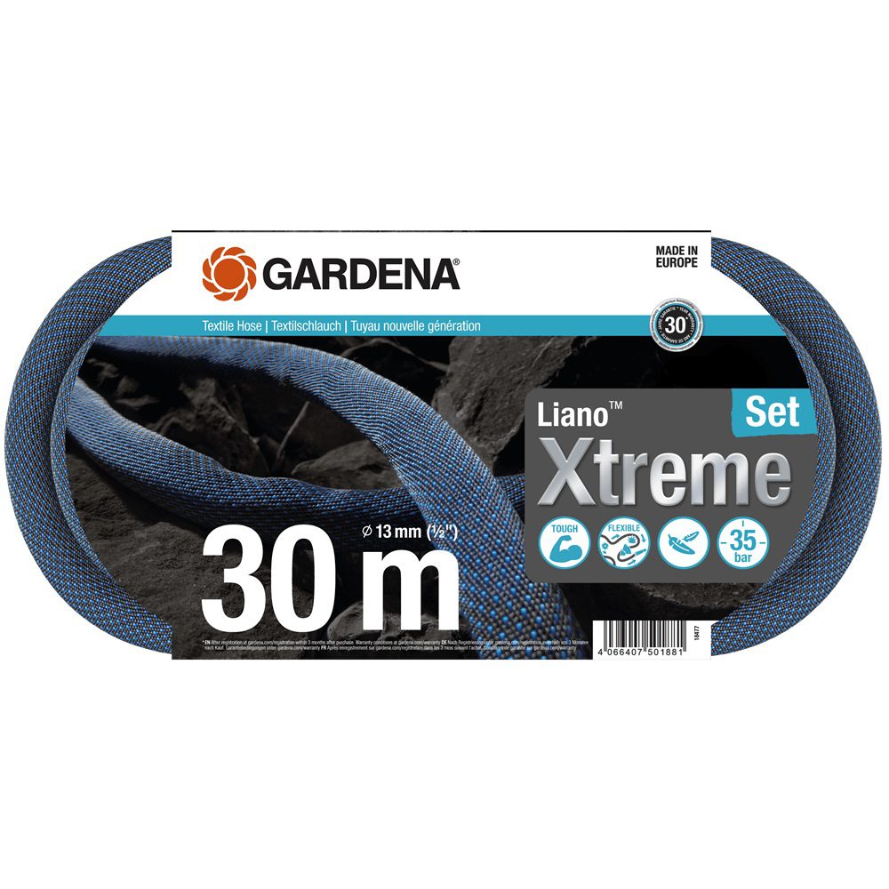 Gardena Liano Xtreme Textile Hose Pipe 30m Set 4066407501881