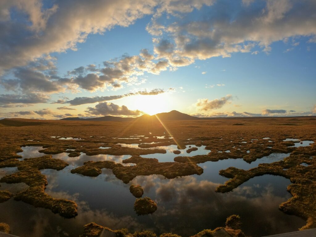 scottish wet lands during a sunset