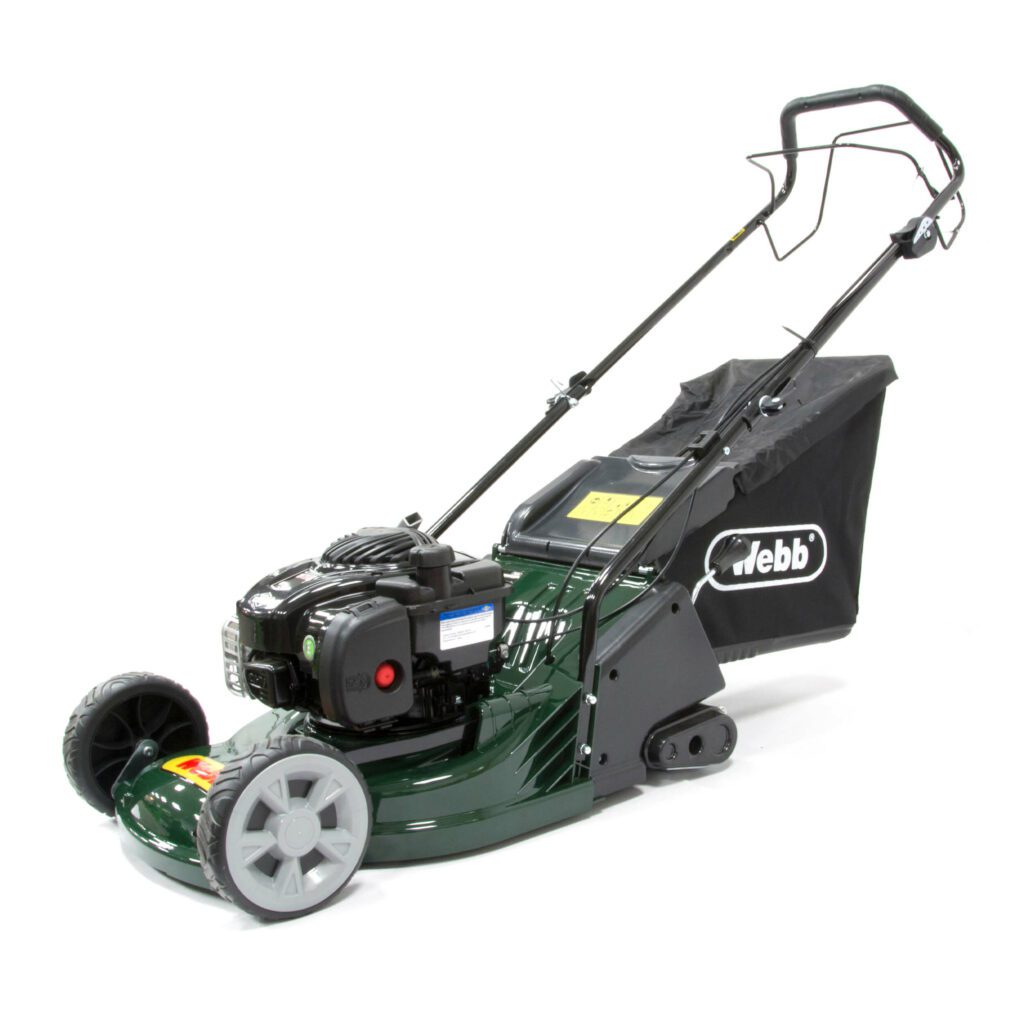 b 43cm (17") Self Propelled Petrol Rear Roller Rotary Lawnmower