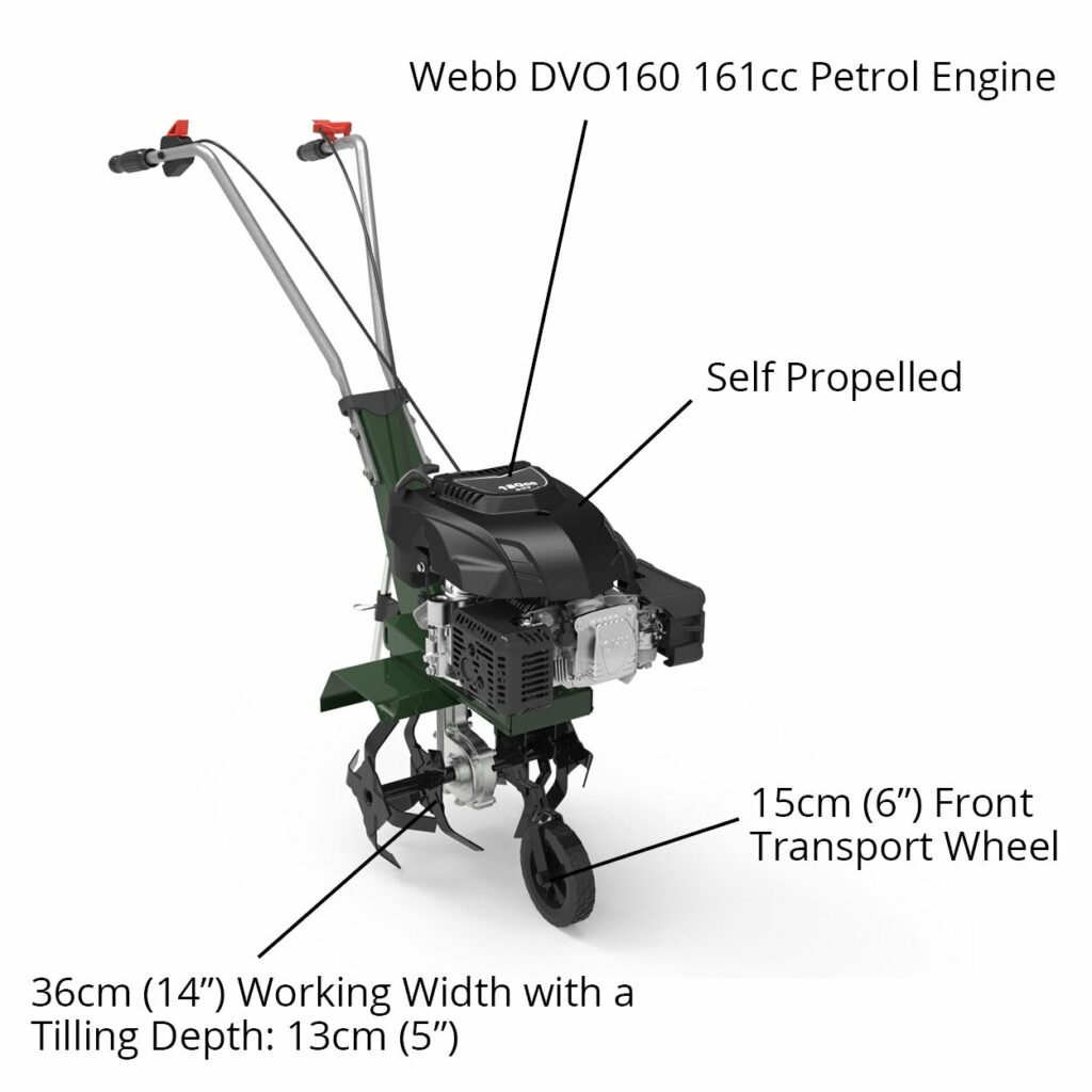 Webb 161cc 36cm (14″) Petrol Tiller 5055661903677